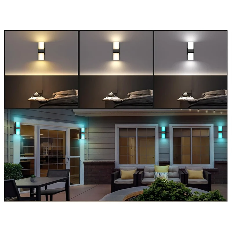 A44Z Dual-Head LED Wall Light – WiFi Smart Balcony & Garden Lamp, IP65 Waterproof, App Controlled, 110V