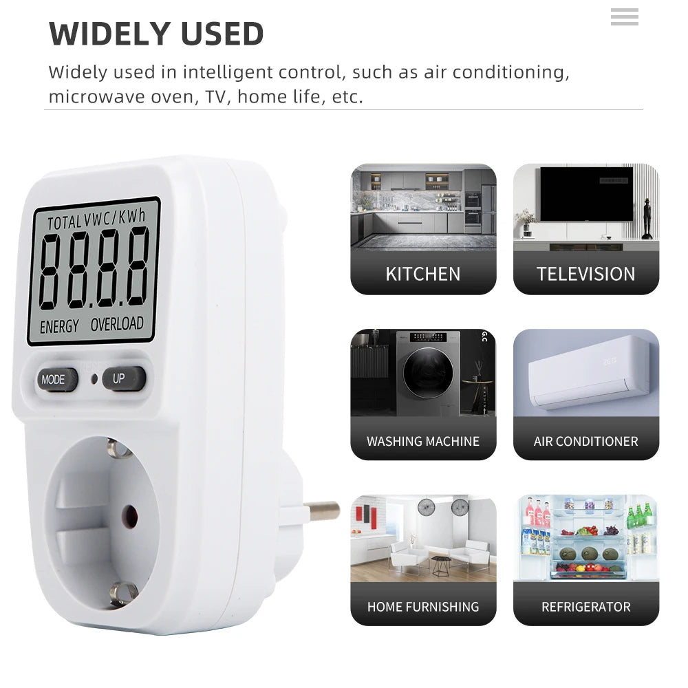 Smart Power Meter Wattmeter – Electric Energy Consumption Analyzer, Current Measuring Socket, Electricity Fees Monitor