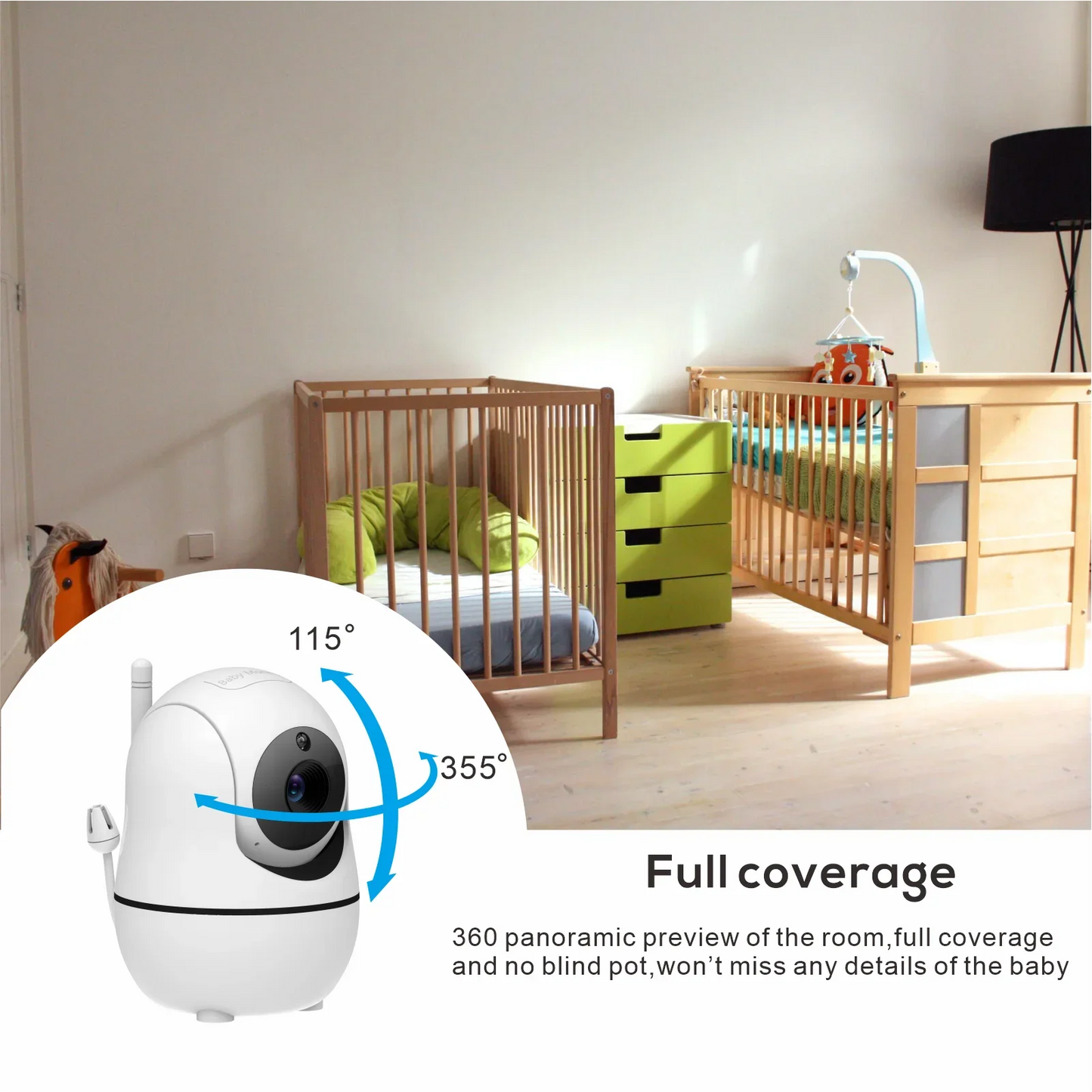 5-Inch Video Baby Monitor – Camera & Audio, 4X Zoom, 22Hrs Battery, 1000ft Range, 2-Way Audio, Temperature Sensor & Lullaby