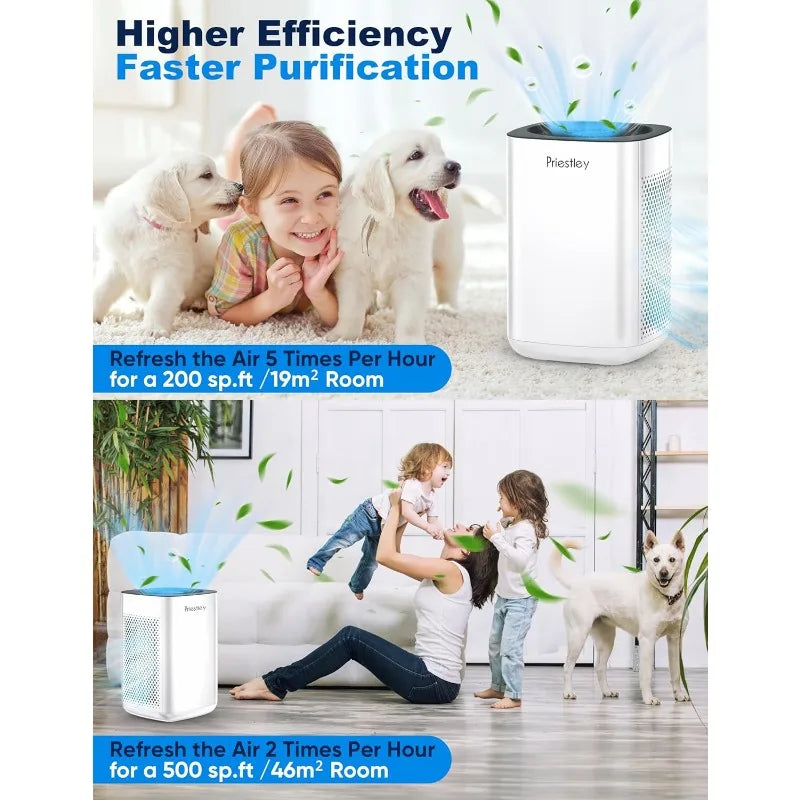 Priestley Air Purifier – Bedroom, Home, Dorm, Up to 1100Ft², Smart WiFi, 3-in-1 HEPA Filter