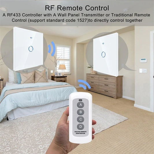 AXUS EU WiFi Smart Light Switch – Touch, RF433, No Neutral Wire, Tuya App, Alexa & Google Home