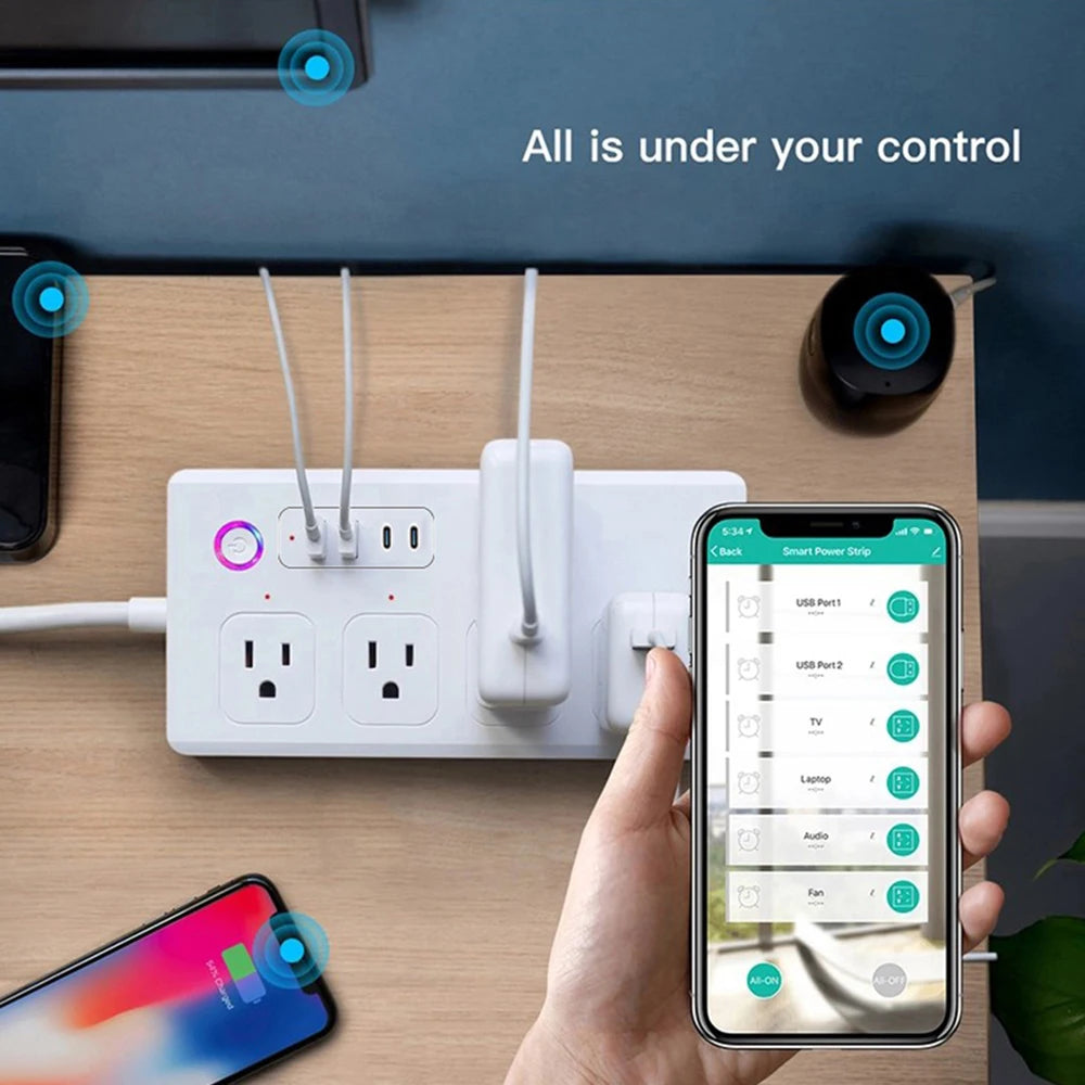 ZigBee WiFi Power Strip – Tuya Smart Plug, Voice-Controlled, Surge Protector, Smart Home Extension Cord