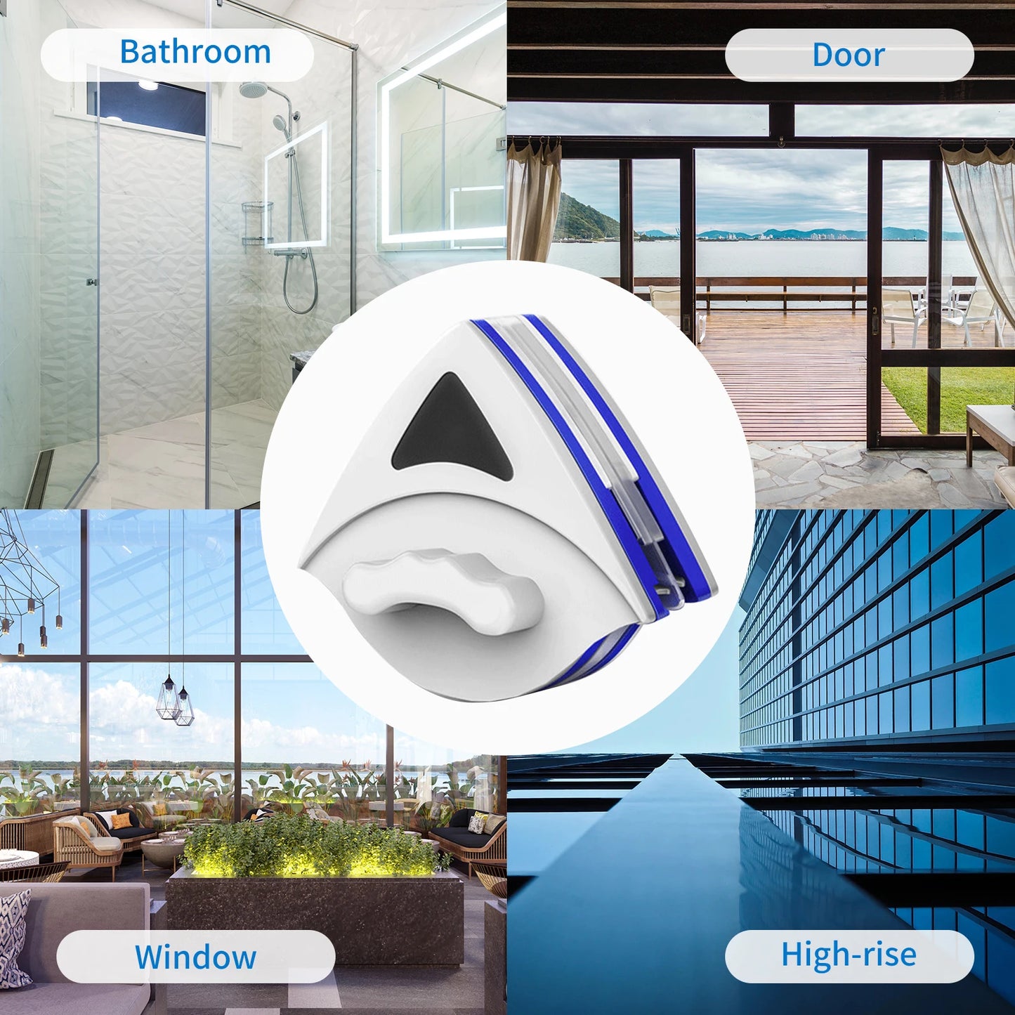 2024 Household & Office Magnetic Window Cleaner – Double-Layer Glass Cleaning Tool with Automatic Water Discharge