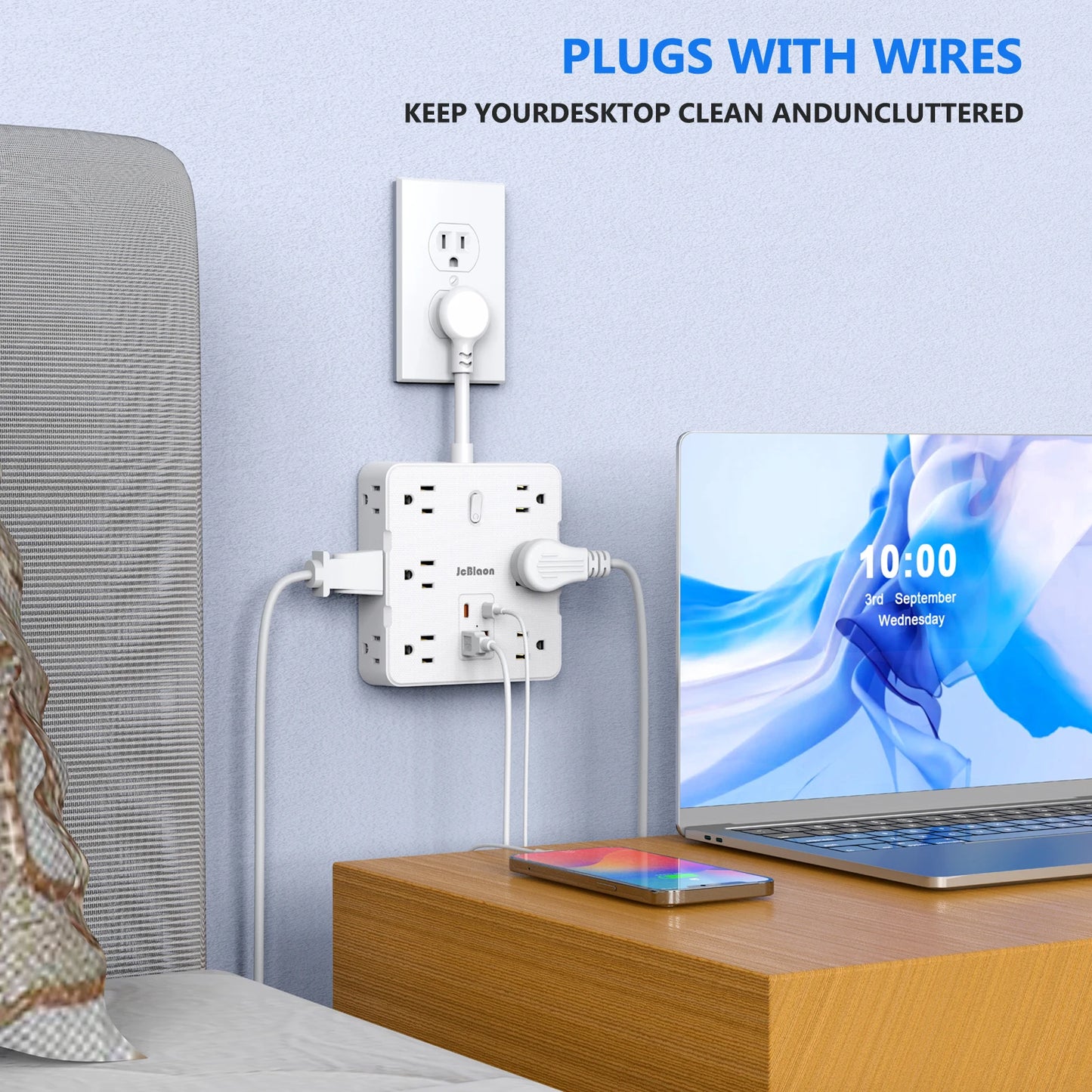 16-IN-1 Multiple Power Strip Adapter – US Plug, AC Outlets, USB & Type-C Ports, 1875W 15A