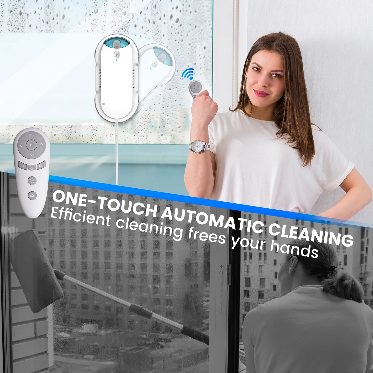 W1 Window Cleaning Robot – Automatic Water Spraying Function for Effortless Glass Cleaning