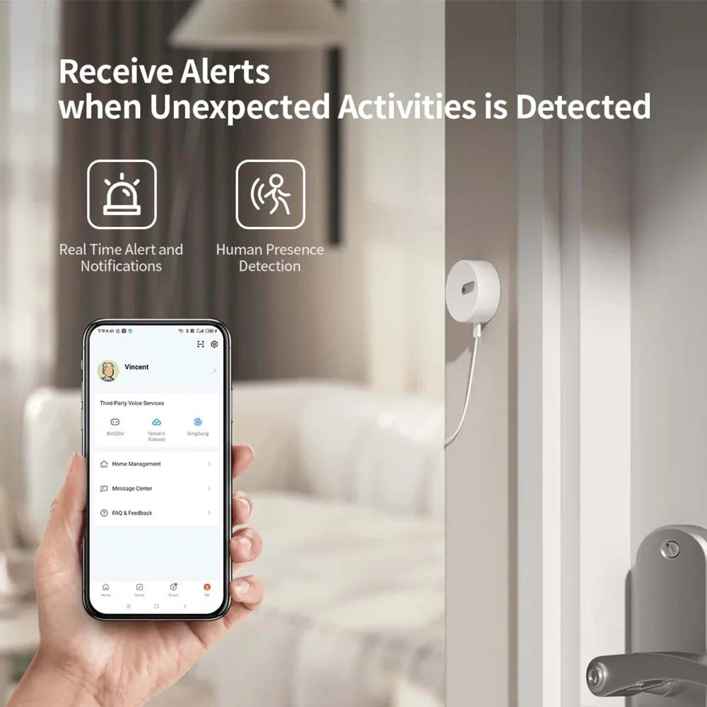 Zigbee Human Presence Sensor – Smart Motion Detector with Built-In Light Sensor, Tuya Compatible