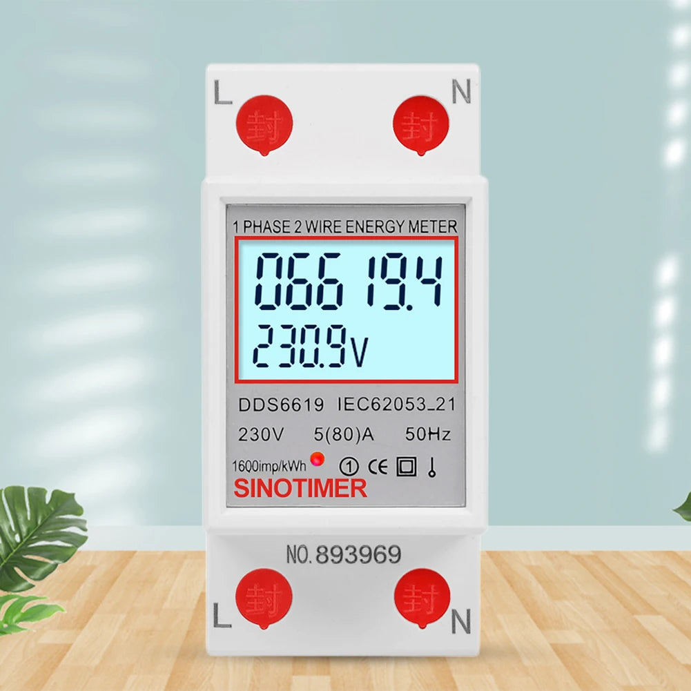 Digital Electricity Consumption Monitor – DIN Rail, 220V/230V, KWH Electric Meter, Energy Saving, 50/60Hz