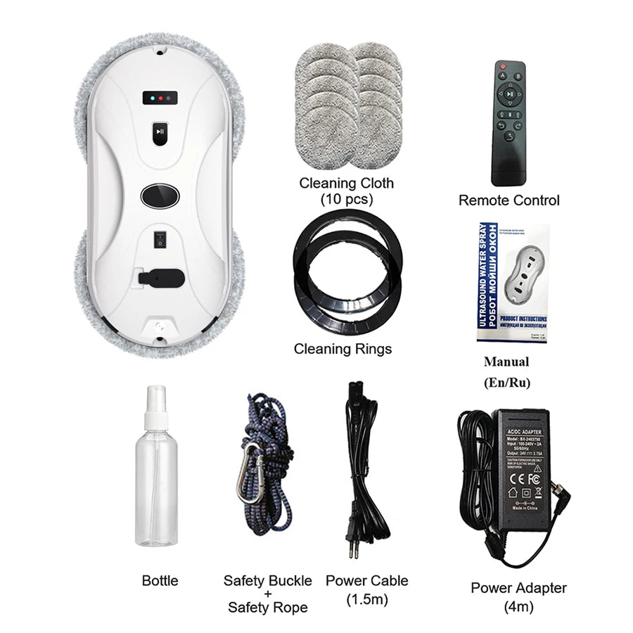 Robotic Window Cleaner – Dual Sprayer, High Suction, Remote Control, Anti-Falling Electric Glass Wiper