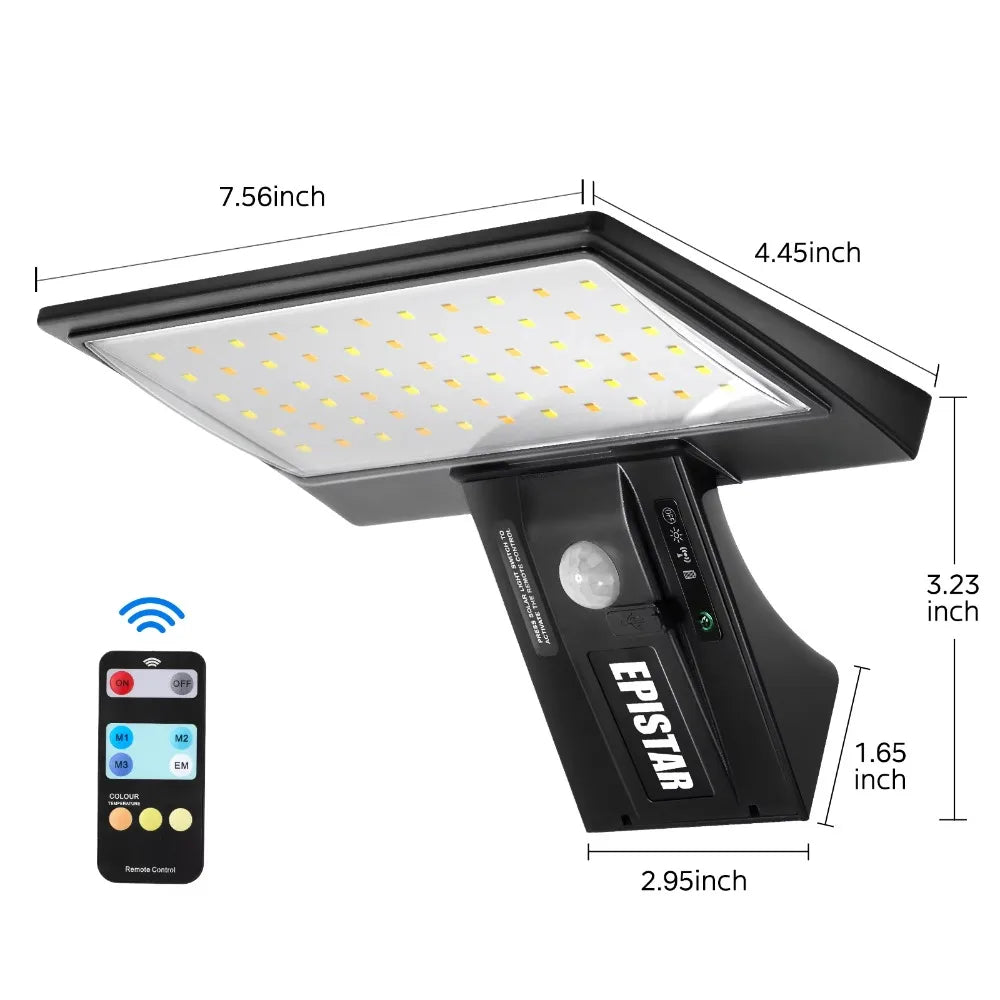 90LED Solar Outdoor Motion Sensor Flood Light – Waterproof, 3 Colors, 4 Modes for Garden & Yard Security