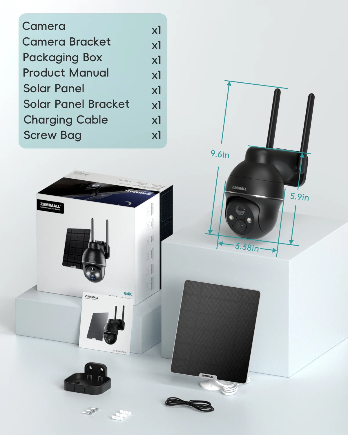 ZUMIMALL 4G LTE Solar Security Camera – Outdoor, No WiFi Required, Color Night Vision, SIM Included