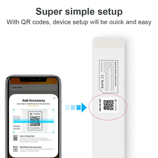 Arumny Matter HomeKit Smart Power Strip – Multi Outlet Electric Extension, US Plug, Siri & Smart Home Compatible