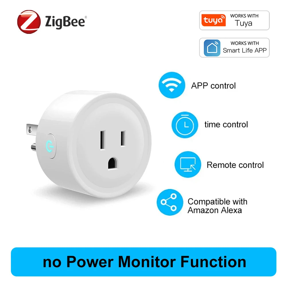 Tuya 16A Smart Plug – Zigbee & WiFi, Energy Monitor, Timer, Works with Alexa & Google Home