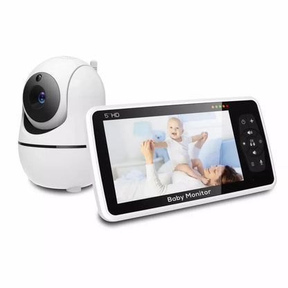 5-Inch Video Baby Monitor – Camera & Audio, 4X Zoom, 22Hrs Battery, 1000ft Range, 2-Way Audio, Temperature Sensor & Lullaby