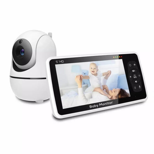 5-Inch Video Baby Monitor – Camera & Audio, 4X Zoom, 22Hrs Battery, 1000ft Range, 2-Way Audio, Temperature Sensor & Lullaby