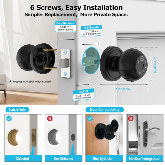 Viladepot Smart Lock – Fingerprint, App Control, Passcode & Touchscreen Keypad (Indoor)