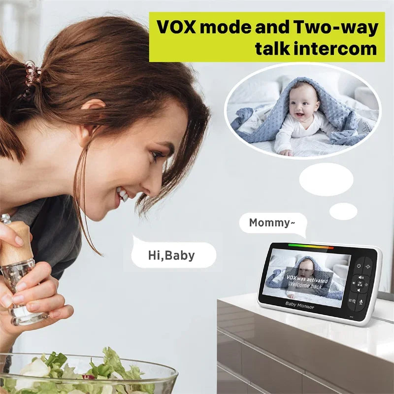 Babystar 5-Inch Video Baby Monitor – Remote Pan-Tilt-Zoom Camera, 2-Way Audio, VOX Mode & Lullabies