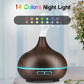 Wood Grain 550ml Ultrasonic Essential Oil Diffuser – Remote Control, 7-Color LED, 6 Preloaded Oils