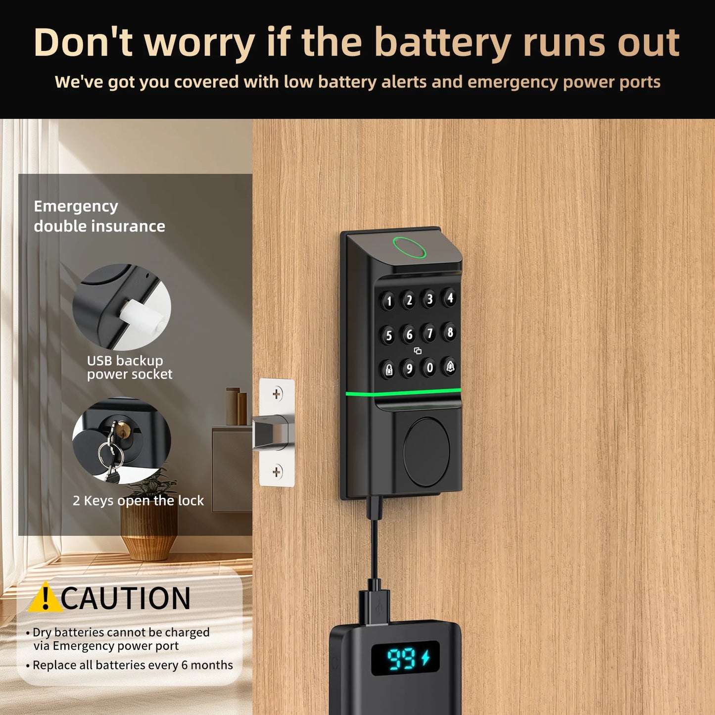 Viladepot Smart Lock – Fingerprint, App Control, Passcode & Touchscreen Keypad