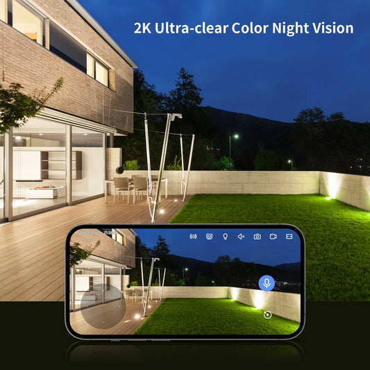 Jennov 2K HD Wireless Security Camera – Outdoor/Indoor, WiFi, Color Night Vision, IP66 Waterproof