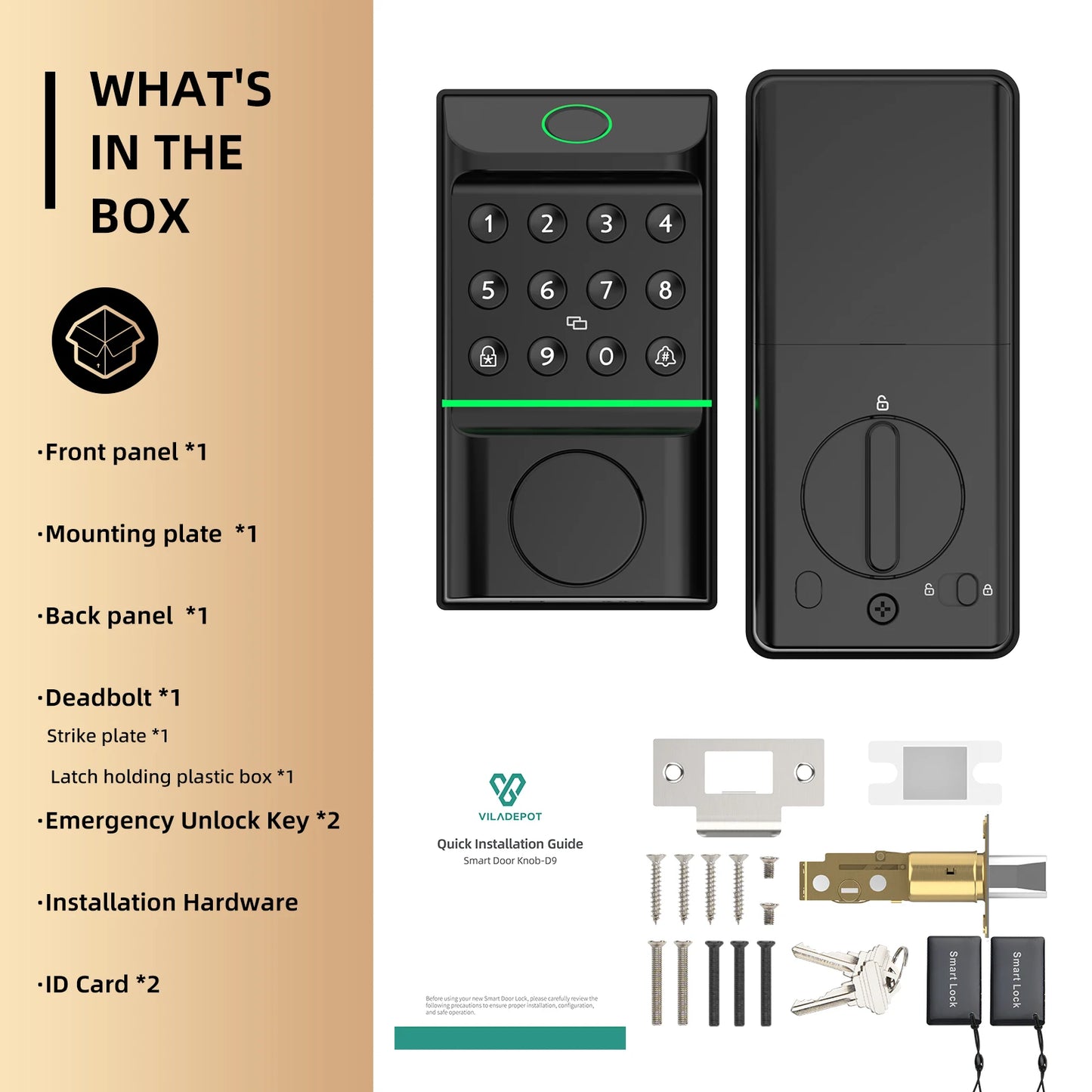 Viladepot Smart Lock – Fingerprint, App Control, Passcode & Touchscreen Keypad