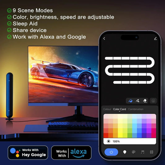 Xiaomi RGB Pickup Night Light Bar – USB Rechargeable, WiFi Tuya, Music Rhythm, TV Ambient Light for Gaming & Table Decor