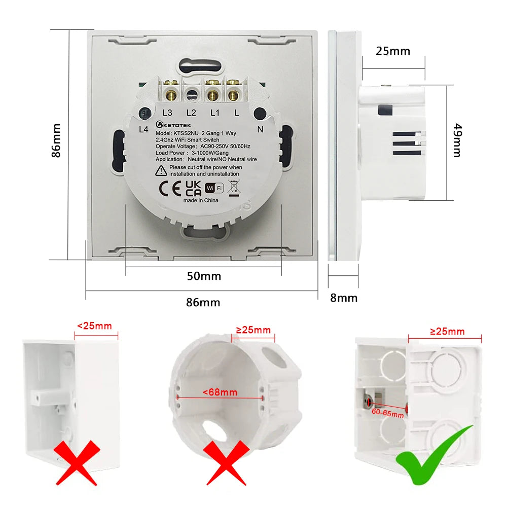 Smart Light Switch – Tuya Smart Life Glass Panel Touch, Voice & App Control, 110V/220V