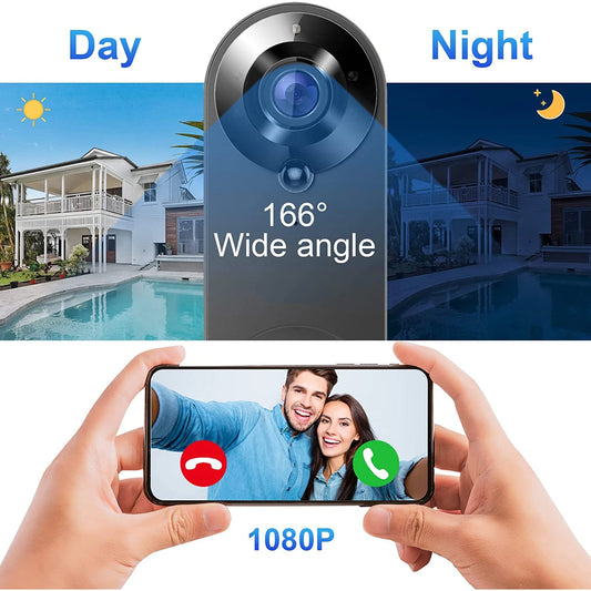 1080P Wireless Video Doorbell Camera – WiFi, Tuya Smart Home, Motion Detect & Night Vision