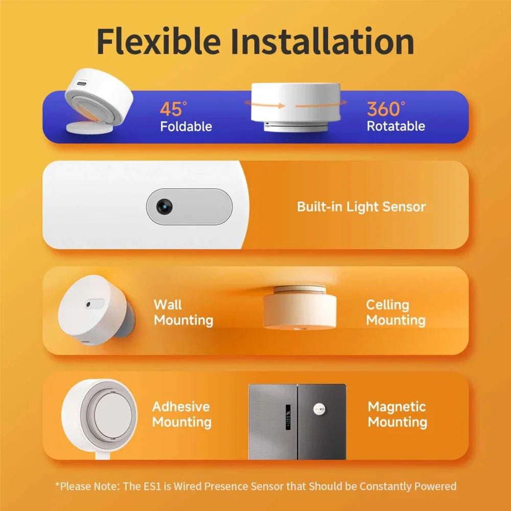 Zigbee Human Presence Sensor – Smart Motion Detector with Built-In Light Sensor, Tuya Compatible