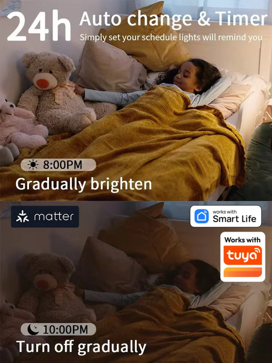WiFi Matter Smart RGB LED Bulb – E26, Works with Tuya, Alexa, Google Home, Apple HomeKit & Siri