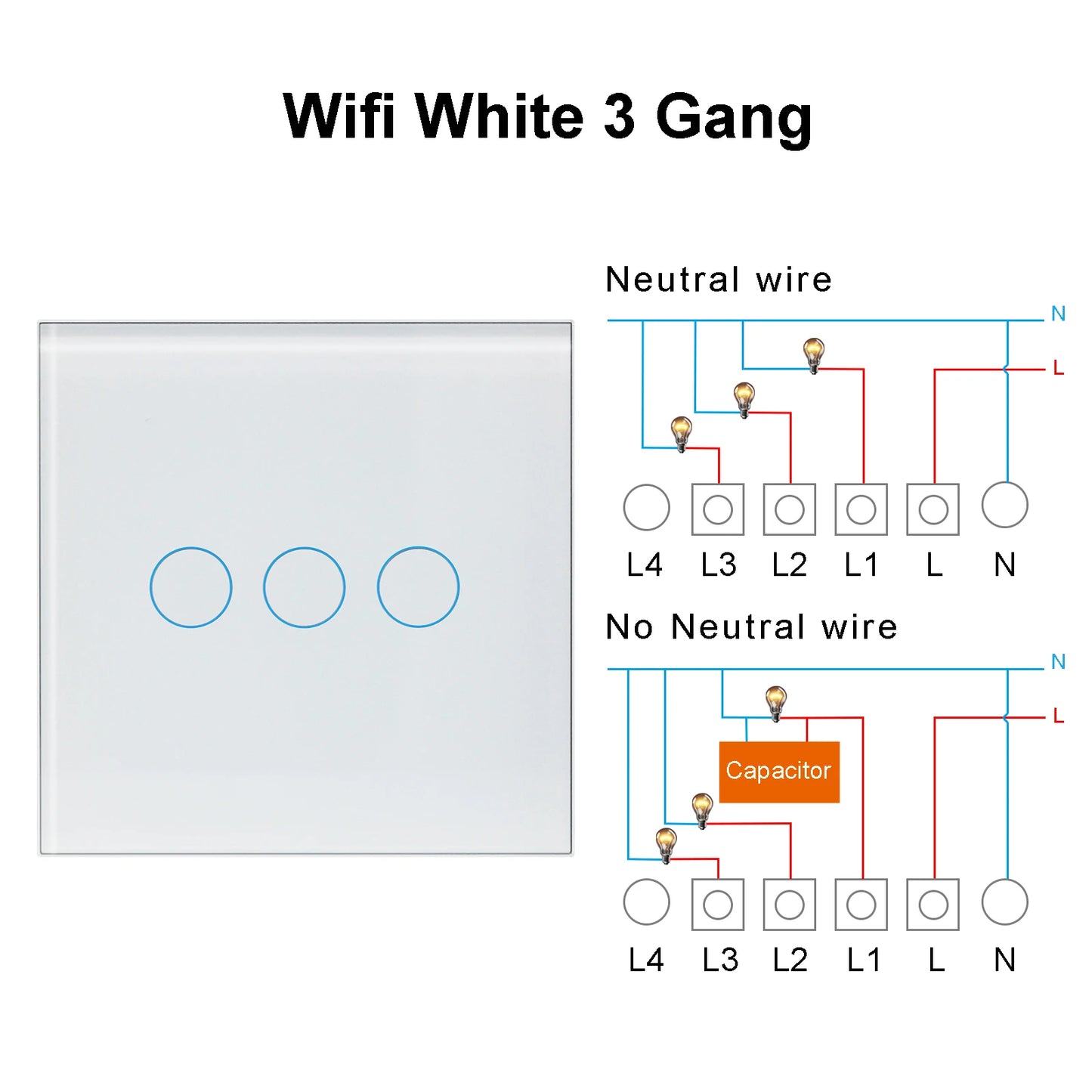 Smart Light Switch – Tuya Smart Life Glass Panel Touch, Voice & App Control, 110V/220V