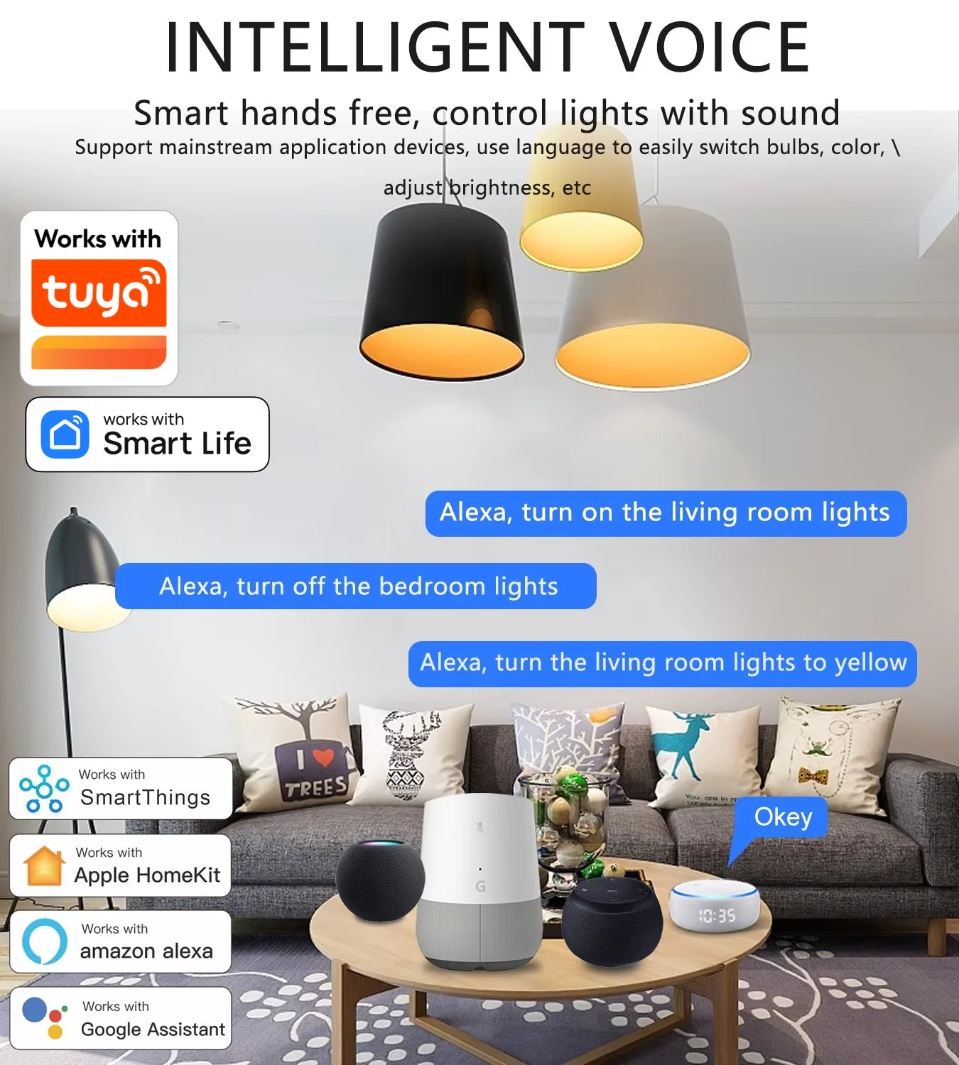 WiFi Matter Smart RGB LED Bulb – E26, Works with Tuya, Alexa, Google Home, Apple HomeKit & Siri