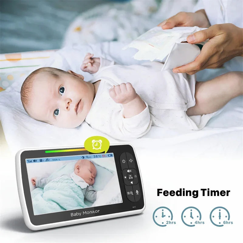 Babystar 5-Inch Video Baby Monitor – Remote Pan-Tilt-Zoom Camera, 2-Way Audio, VOX Mode & Lullabies