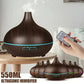 Wood Grain 550ml Ultrasonic Essential Oil Diffuser – Remote Control, 7-Color LED, 6 Preloaded Oils